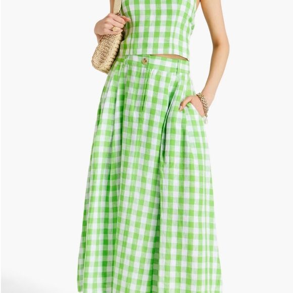 Mara Hoffman Tulay pleated checked skirt NWOT SIZE 00 - Picture 2 of 4